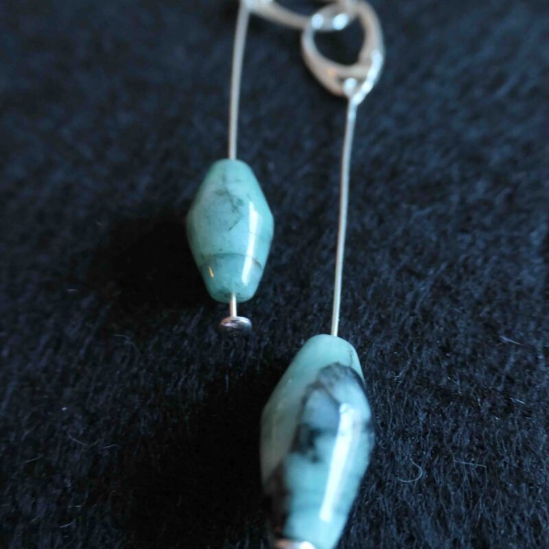 Photo of emerald tumbled Stone earrings
