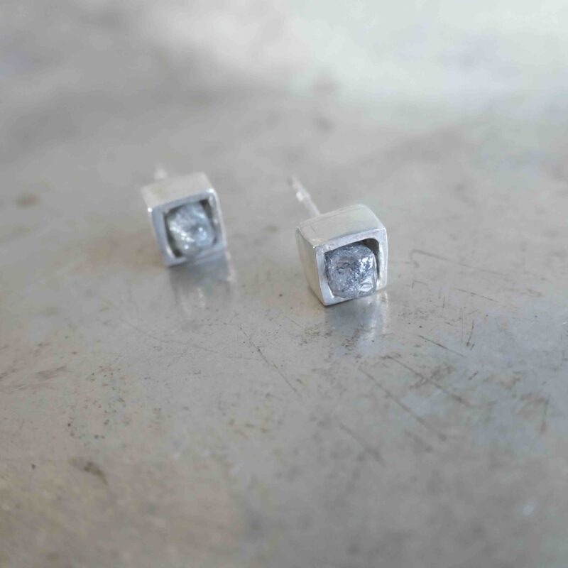 Photo of raw diamond earrings