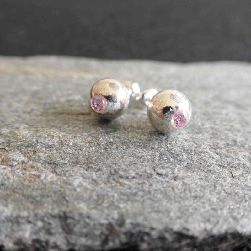 Earrings-ball-pink-zircon